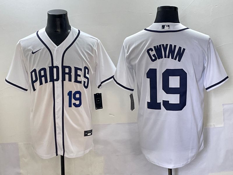 Men 2025 San Diego Padres 19 Gwynn White Game Nike MLB Jersey style 23